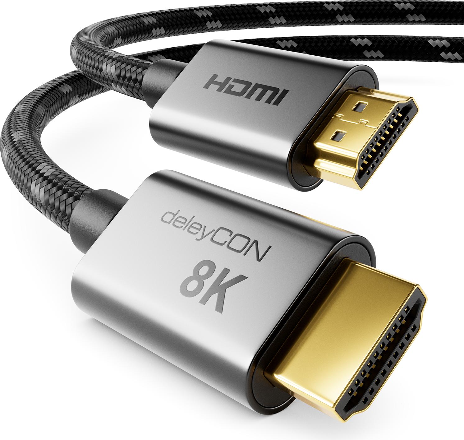 DeleyCON Cavo HDMI Angolato 90° 1.5m – UHD 4K HDR EARC Per TV, Soundbar, PS5, Xbox – Nero