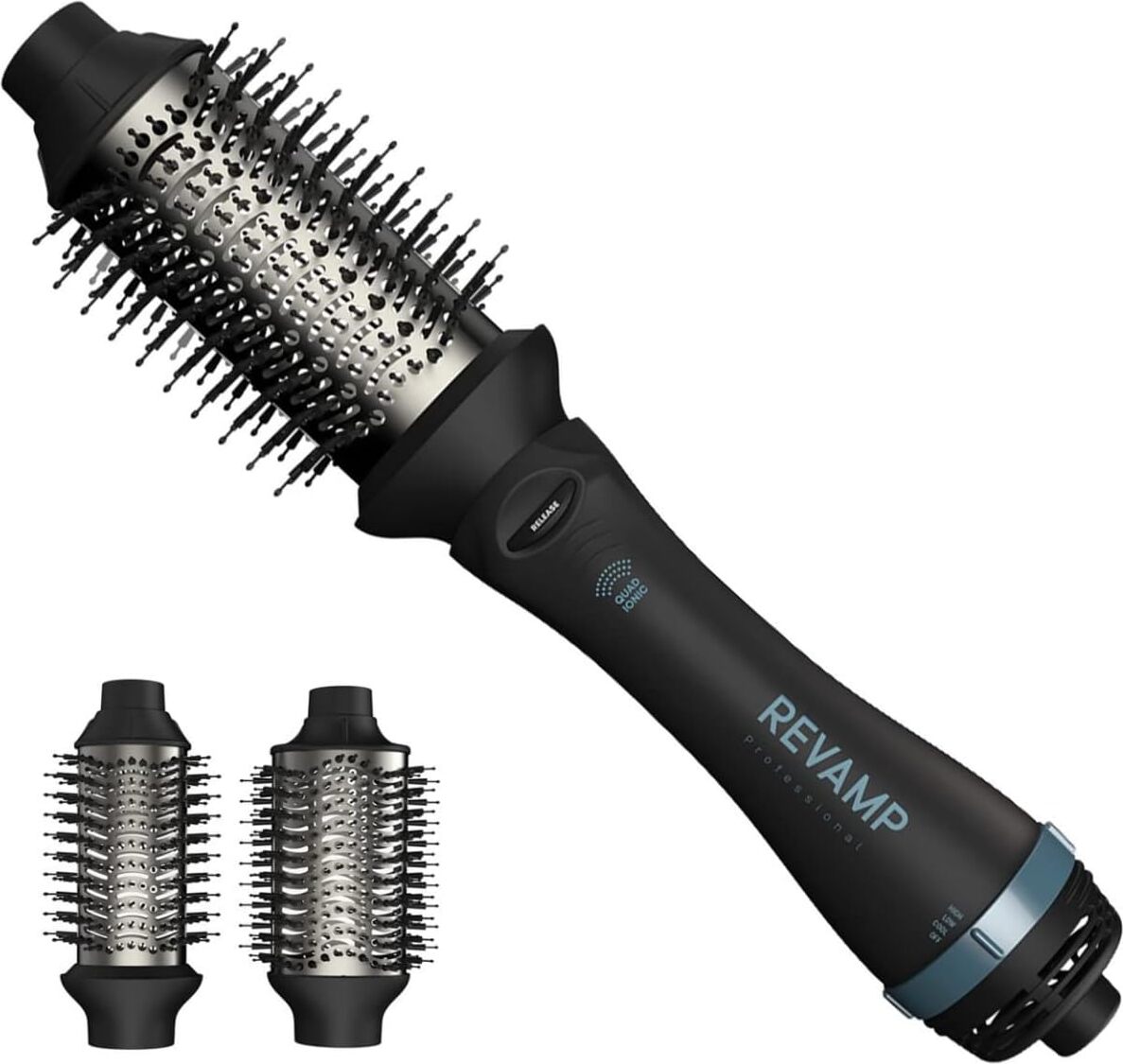 REVAMP Progloss Volume & Style Hot Brush Styler – 4-in-1 Air Styler 1000 W – Trocknen, Entwirren, Volumenstyling, 2 Bürstenaufsätze und 3 Hitzestufen