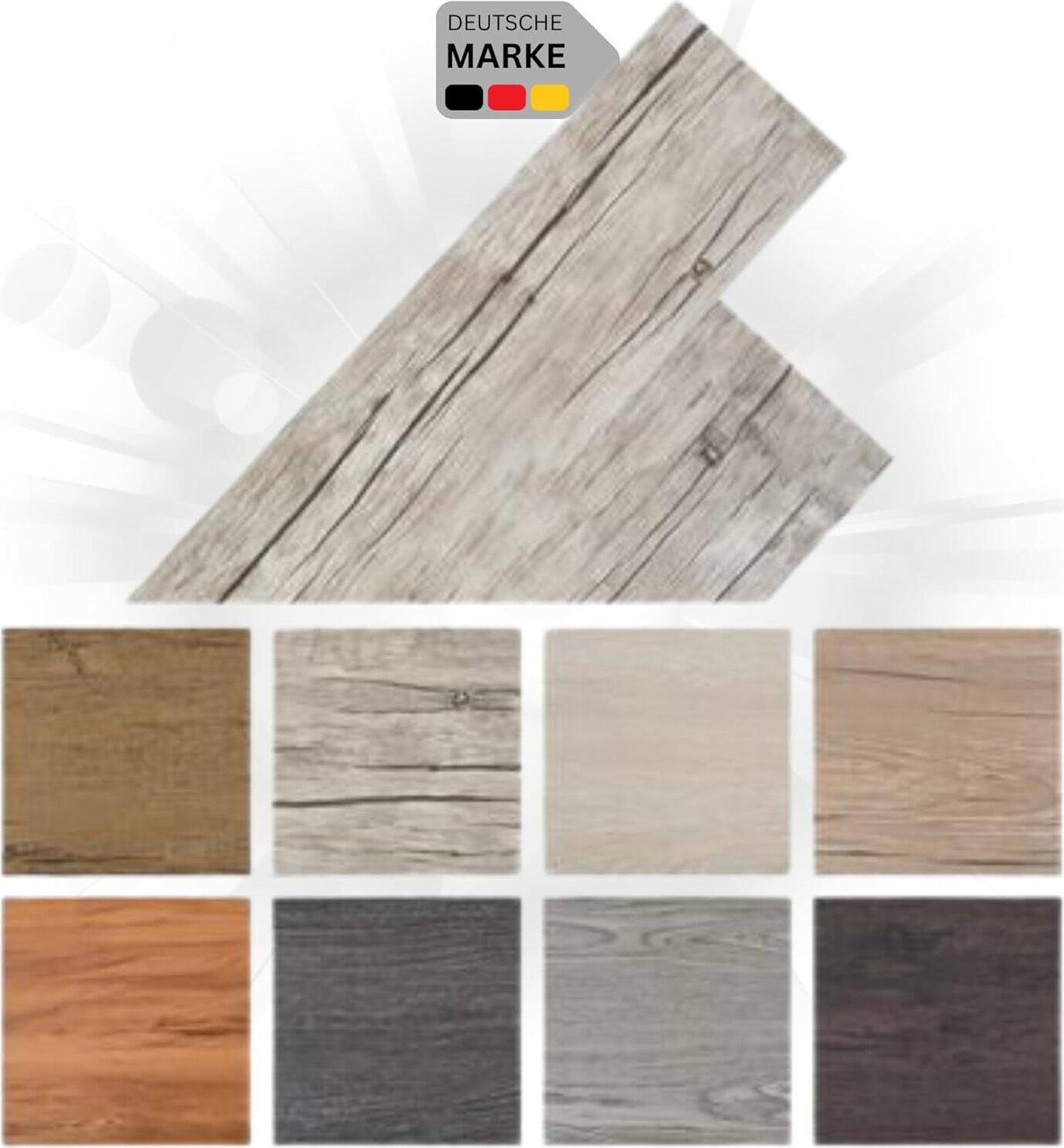 DELUKE® Laminat Dielen PVC selbstklebend wasserfest | 2mm Stärke, Rutschfest | Vinyl Bodenbelag Laminatboden Nachbildung-Dielen Fußbodenlaminat Boden Planken Dielenboden Vinylboden | Hellgrau , 5,02m²