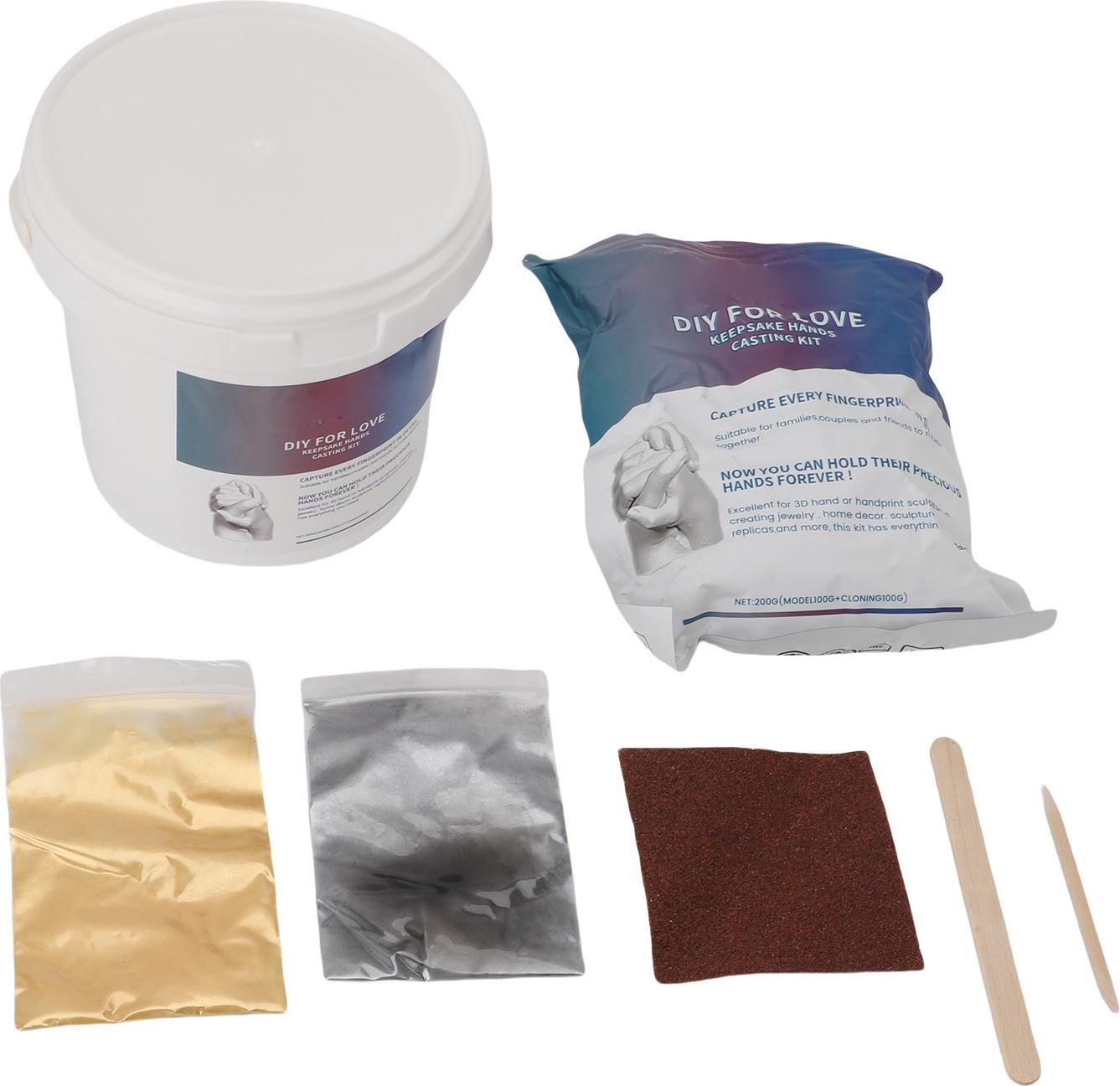 Vislone Handabformungsset 100 g Modellierpulver 100 g Klonpulver Holz-Mischstab und -Stab 3D-Handabformungsset K_1218250042411_260225_50128