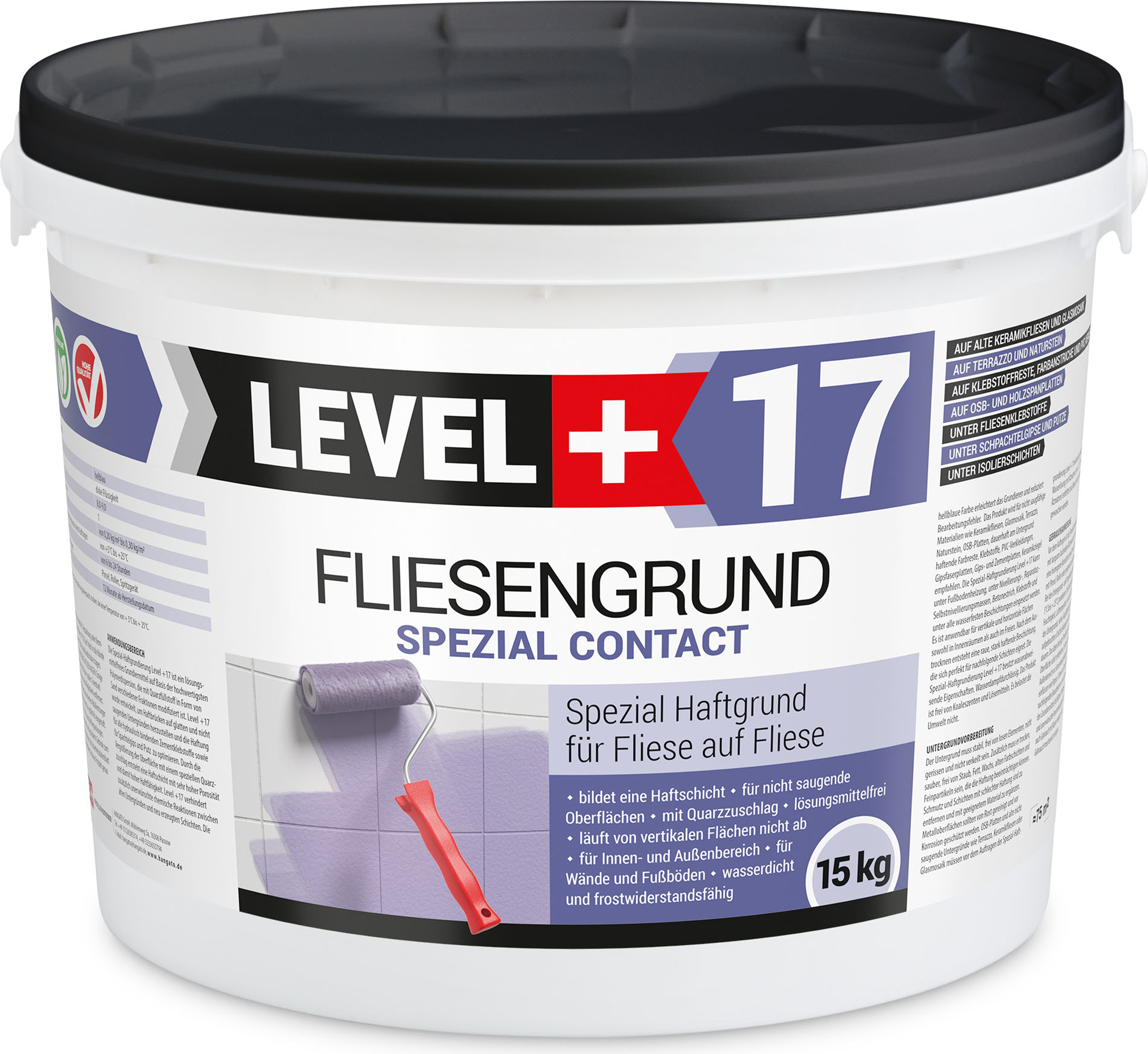 Hangato GmbH Fliesengrund 15Kg Fliese auf Fliese Spezial Haftgrund Fliesengrundierung LEVEL+ RM17 RM17_15_O