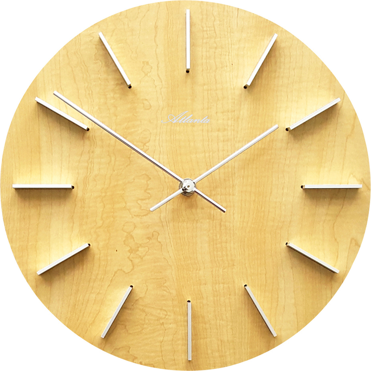 Atlanta 4419/30 Wanduhr Quarz analog Holzzifferblatt erle farben rund 50253