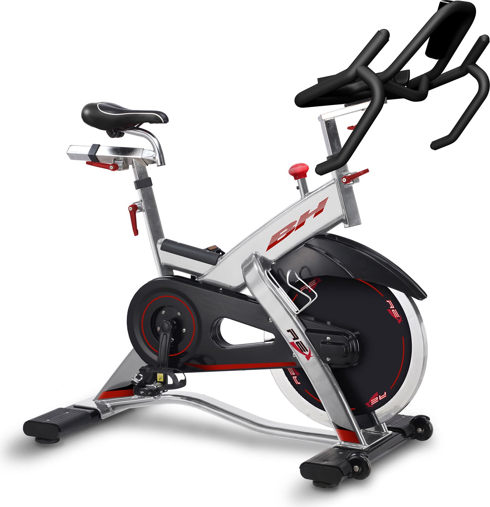 BH Fitness Rex Electronic, Spinnrad, 150 kg, Schwarz, Rot, Silber, Handgriffsensoren, Senkrecht/Horizontal, LCD