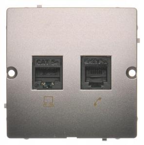 Kontakt-Simon RJ45-Buchse Cat.5e + RJ11 Edelstahl BMF5T.02/21 SIMON BASIC