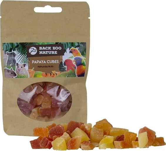 Back Zoo Nature Papayawürfel für Papageien - 50g Trockenfrucht Snack