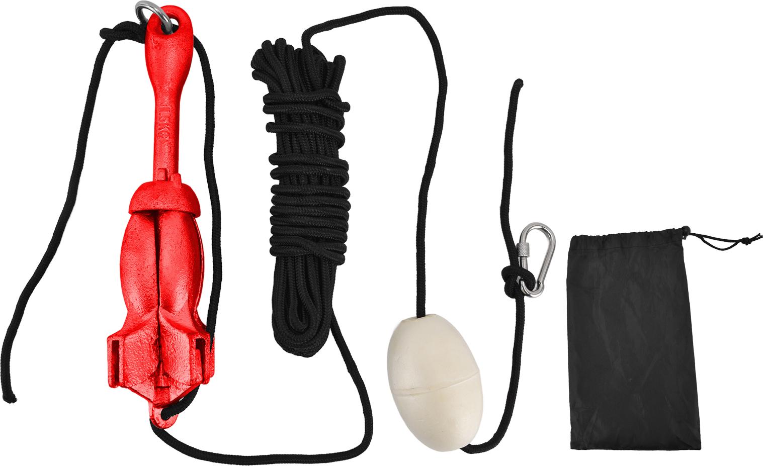TWO TREES Klappbarer Bootsanker-Karabiner, 1,5 kg, Schiffszubehör-Set mit Markierungsboje und 10 m Seil