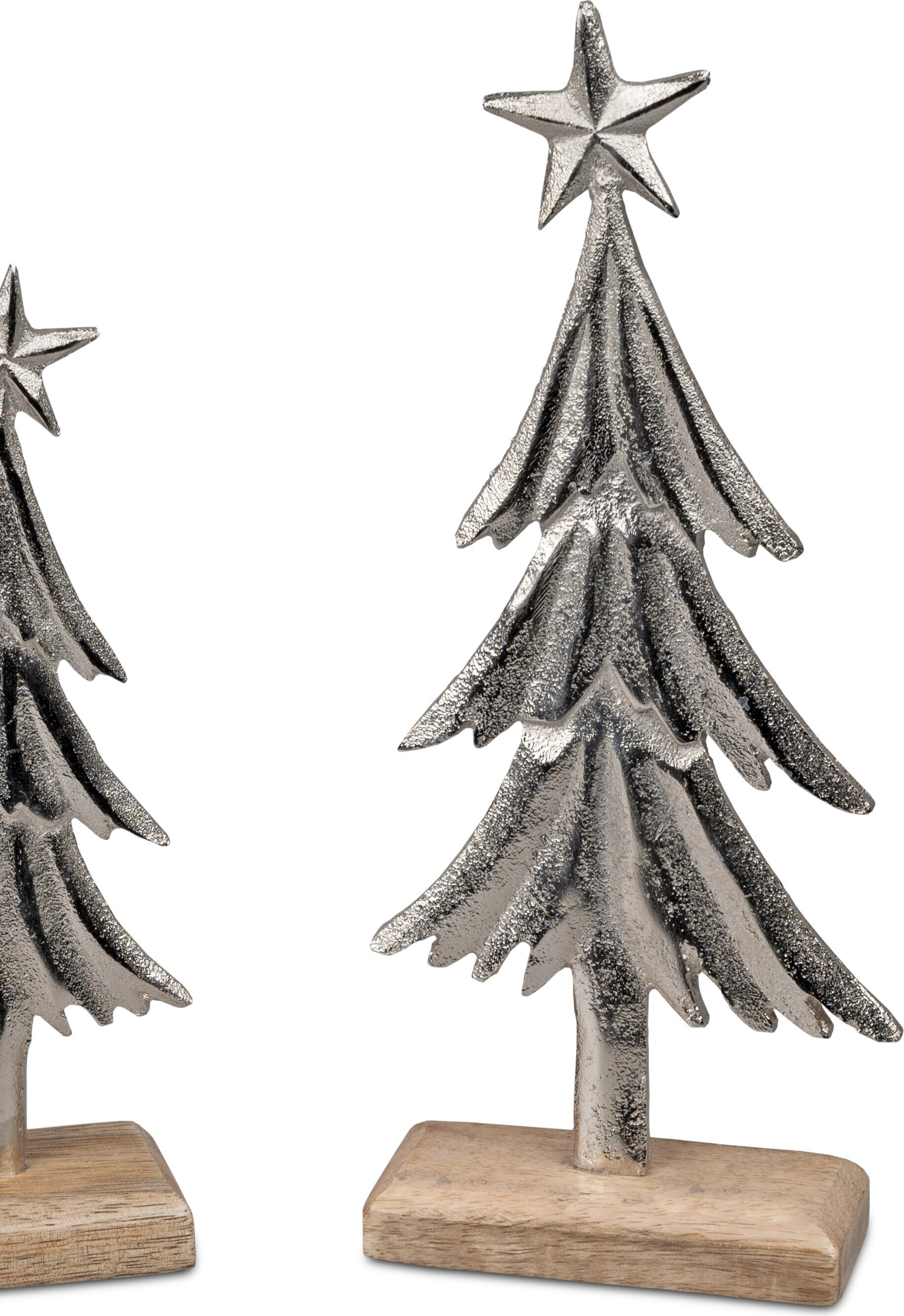 Dekoobjekt Baum mit Sternspitze H. 27cm aus Alu + Mango Holz Formano WA 510877