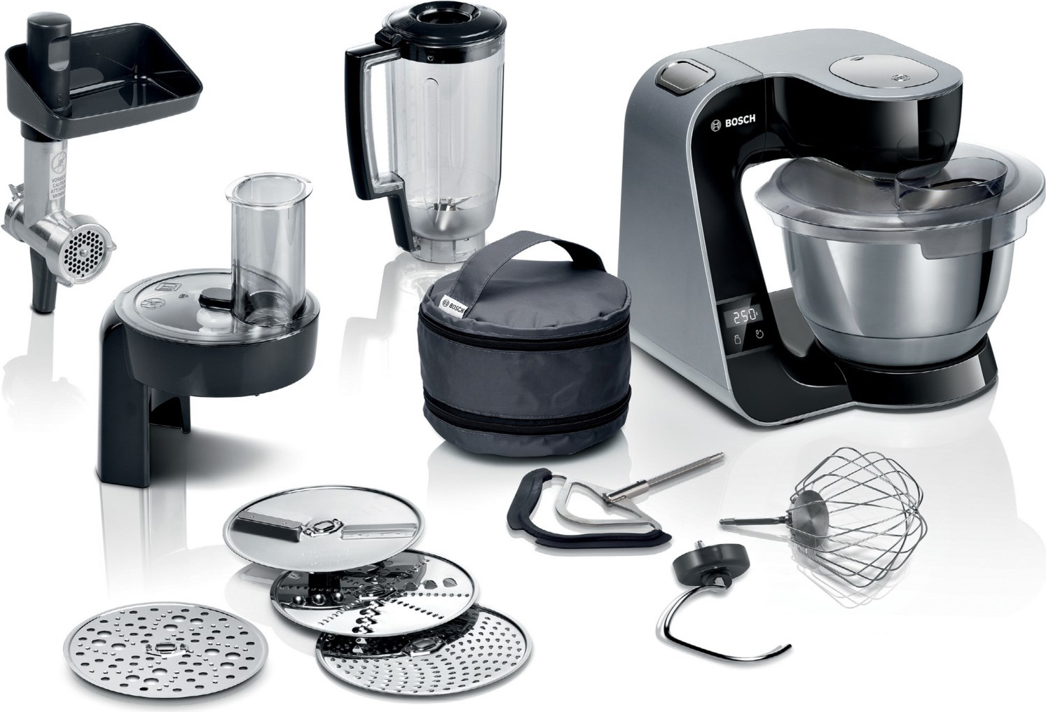 BOSCH MUM5 Kuchynský robot s váhou, 1000 W, čierny, MUM5XC4E