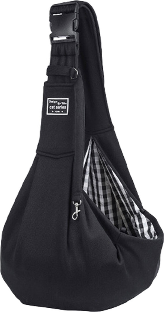 Crrynuo Tragetuch Hund, Reversibel Kleine Hundetrage, Einstellbar Pet Tragetuch, Freisprecheinrichtung Cross-Body CarrierSchwarz KAU-XY-UN-231211-222