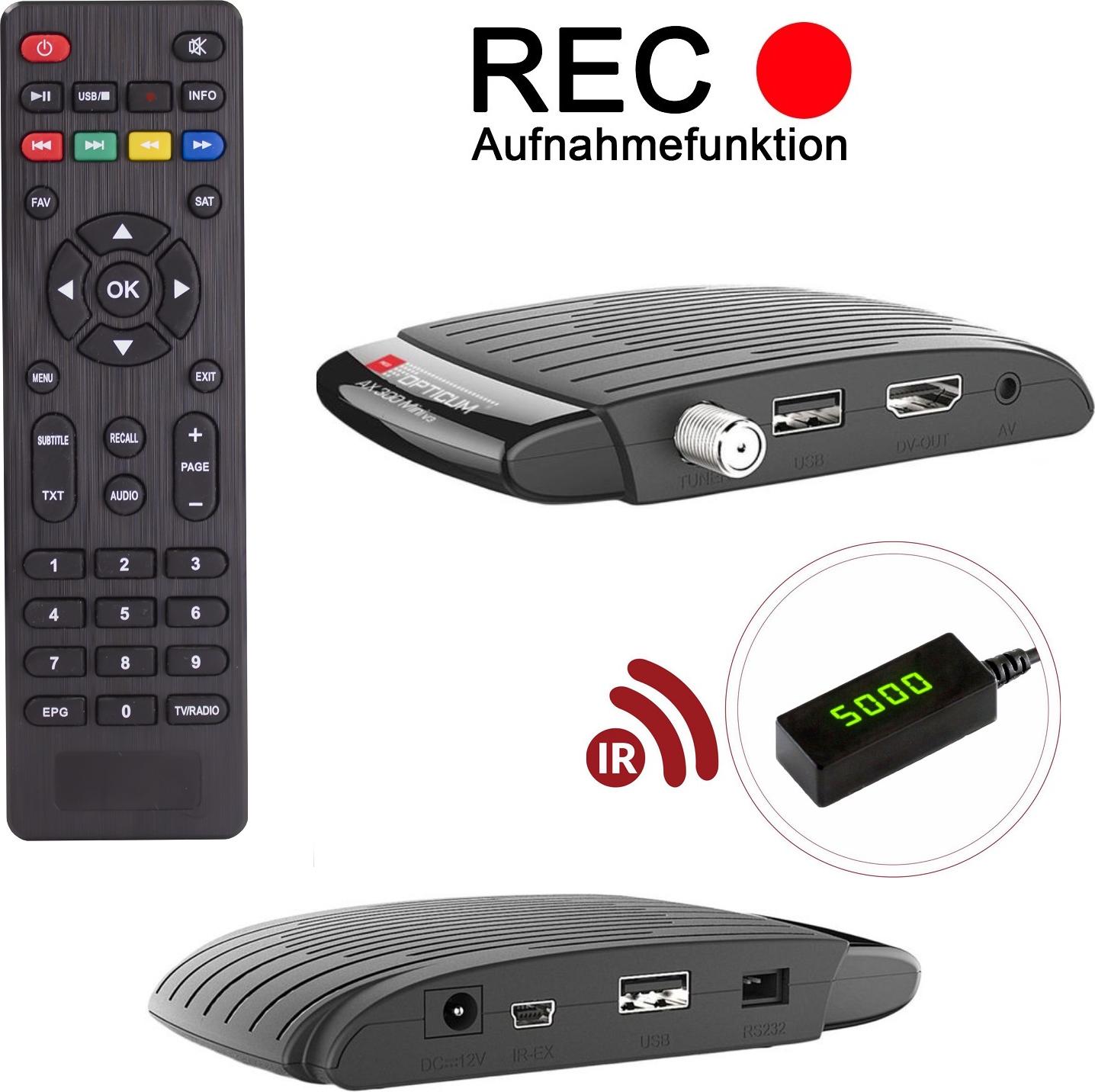 Opticum RED Opticum HD AX300 MINI HDTV Receiver, DVB-S2, EPG