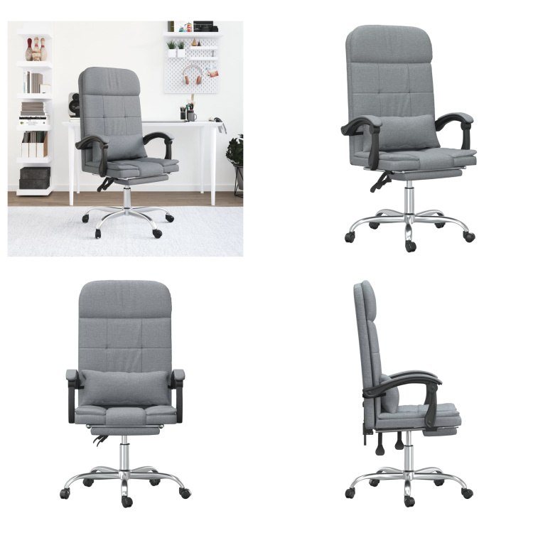 vidaXL Kancelárske kreslo s masážnou funkciou svetlo šedá látka - Masážne kancelárske kreslo - Masážne kancelárske kreslá - Kancelárske kreslo s masážnou funkciou - Elektrické kancelárske kreslo