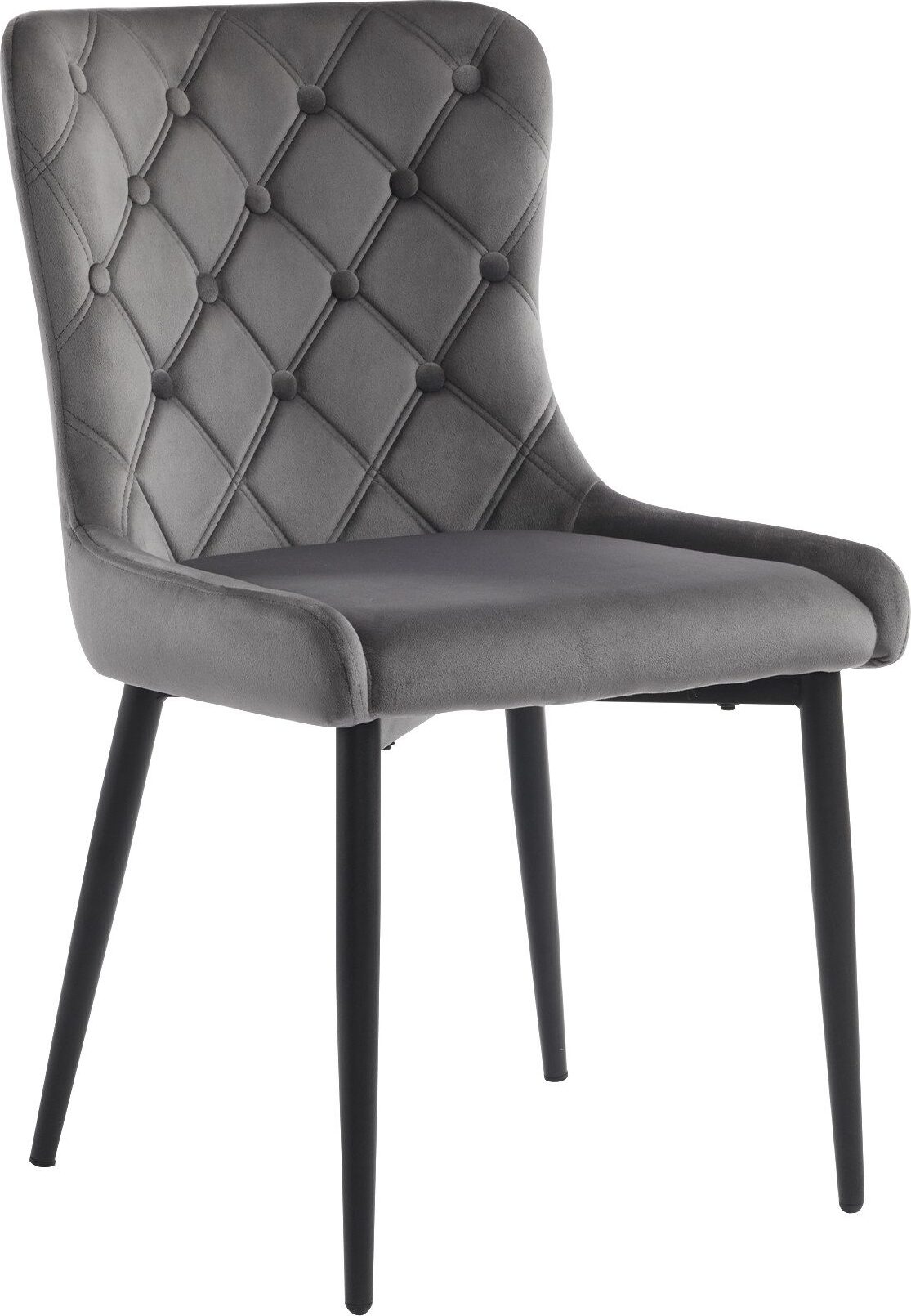 Gotagee Esszimmerstuehle (2 st) Kuechenstuhl Polsterstuhl aus Metall mit Rueckenlehne Ergonomischer Stuhl Schwarze Stuhlbeine aus Eisen Dunkelgrau Samt Chair-N620P171072R
