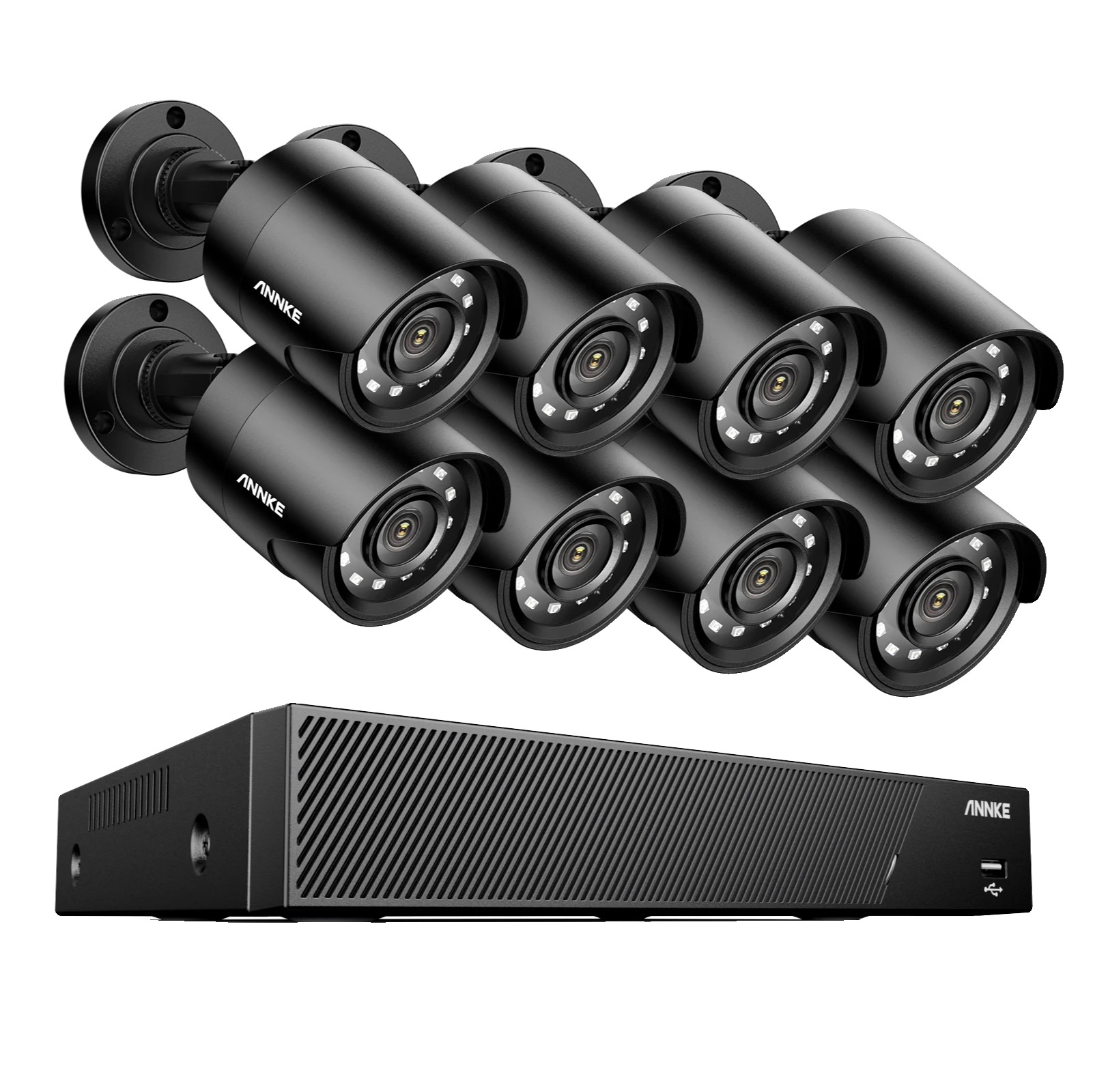 Bezpečnostný kamerový systém CCTV, rozlíšenie 1080P, konštrukcia odolná voči poveternostným vplyvom, 8-kanálový DVR 8 ks kamier, 1TEinsT