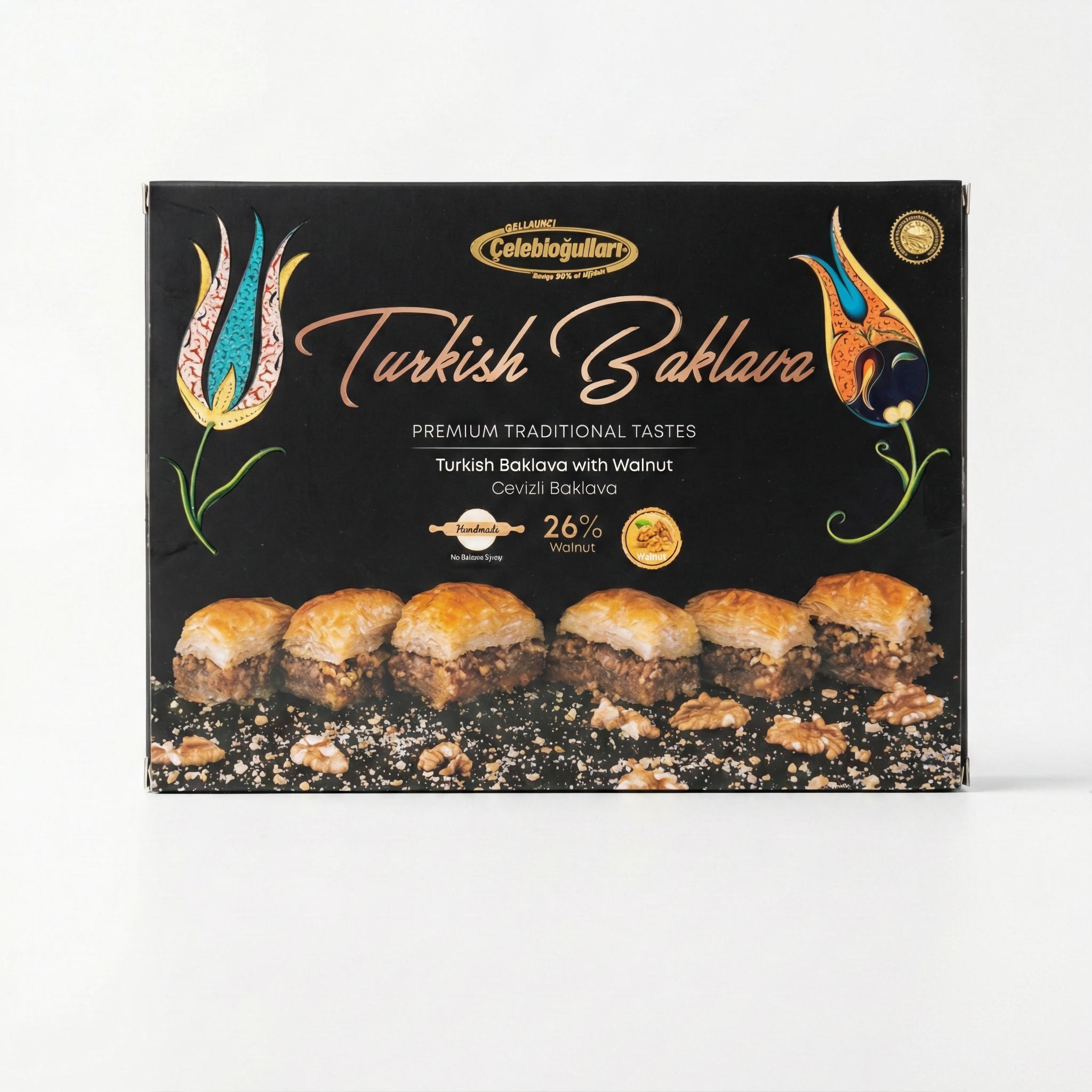 Baklavac Çelebioullar Türkische Baklava mit Walnuss 500 g, 26% Walnuss, ohne Glukosesirup