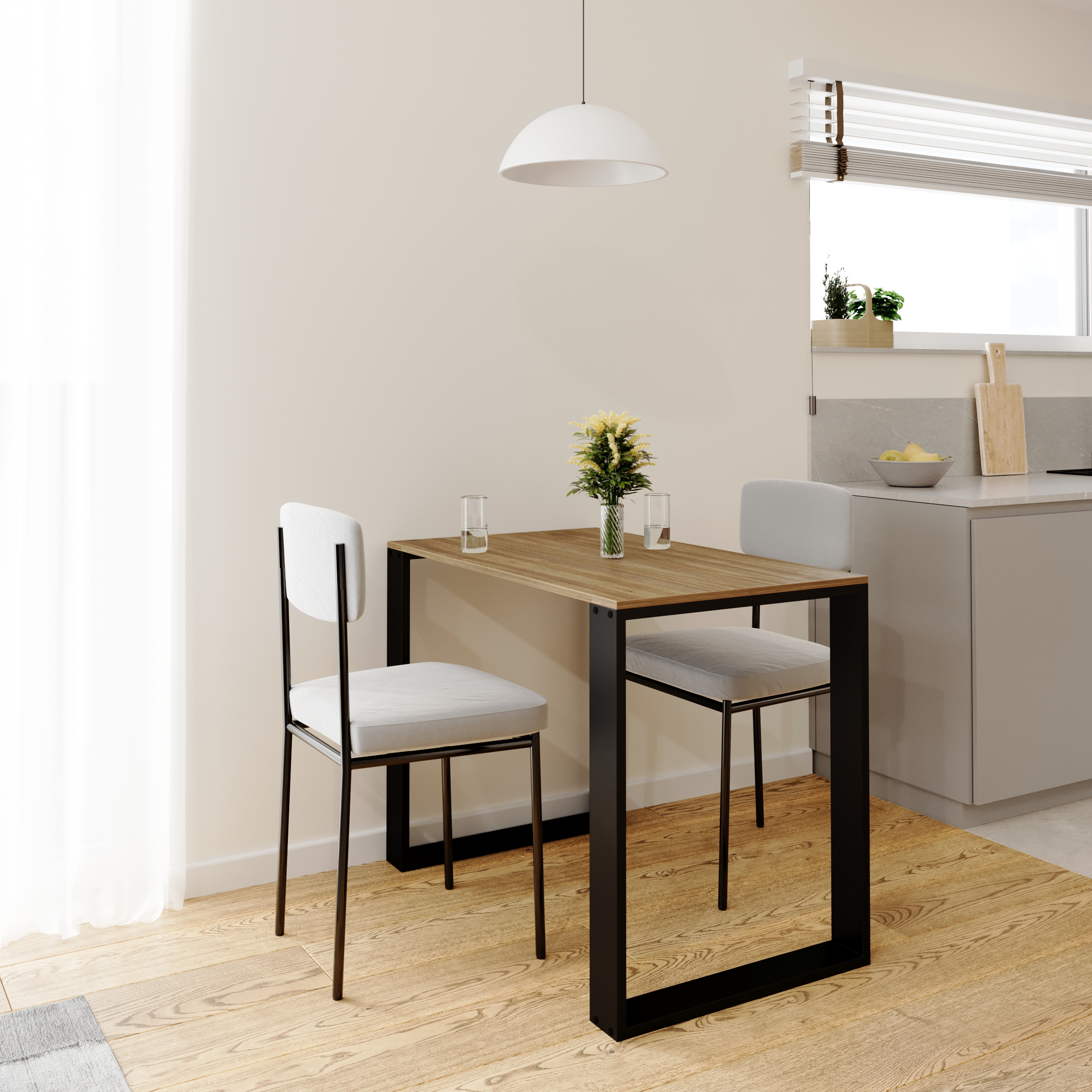 AKKE Burgund LOFT Tisch mit schwarze beine LxBxH: 60x60x75 cm KUCH/60X60/Orzech select