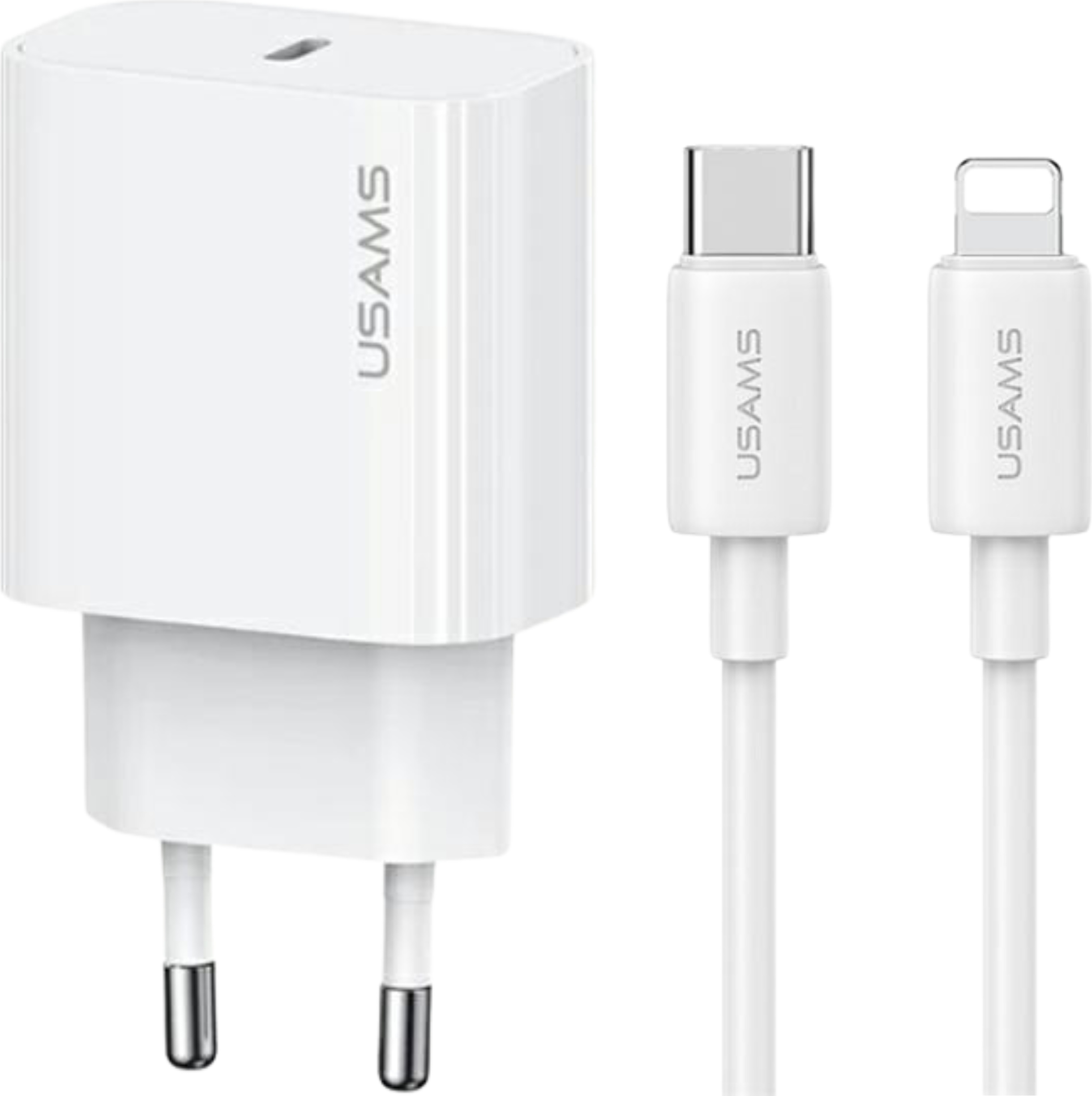 Usams Ład. Siec. 1Xusb-C T65 Pd20W Pd rýchle nabíjanie Us-Cc226 + Kabel Usb-C/Lightning Us-Sj712 30W Biały/White Yi Series Oyxltz02