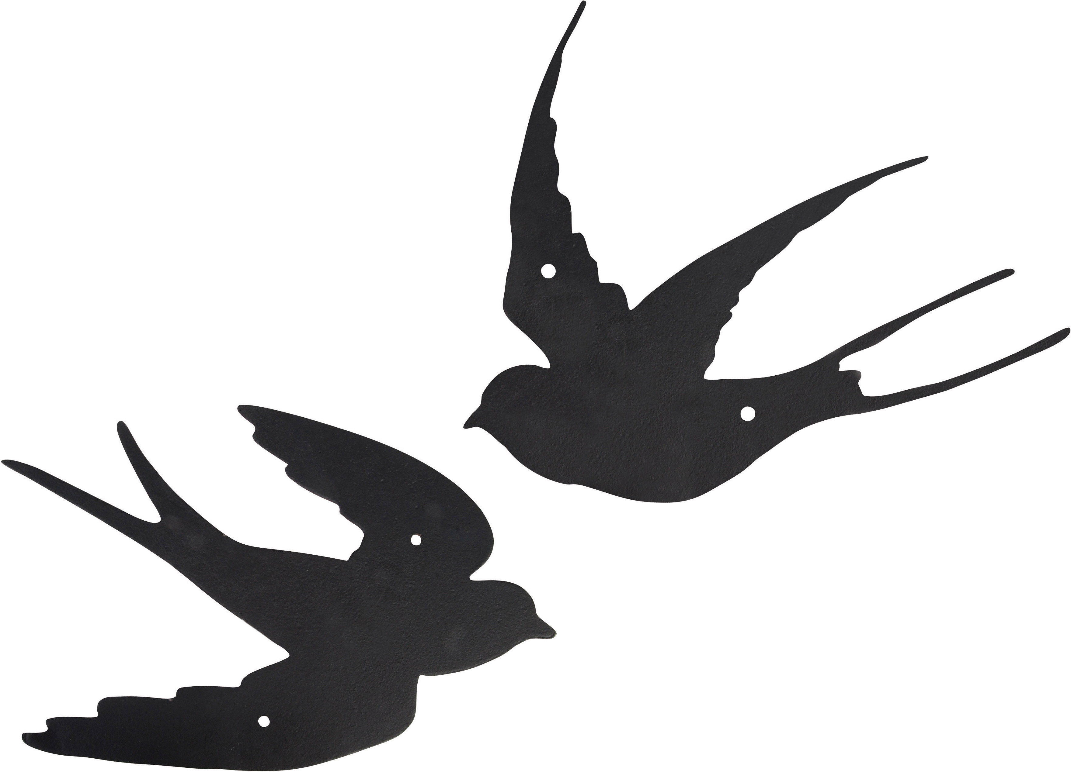 Esschert Design Wandbild Motiv Schwalben, fest montierbar, 1 Stück, sortiert, ca. 38 cm x 0,6 cm x 24 cm