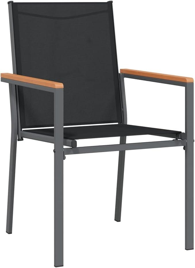 Gartenstühle Terrasse Textilene Stahl WPC Schwarz 4 Stück Model3187085