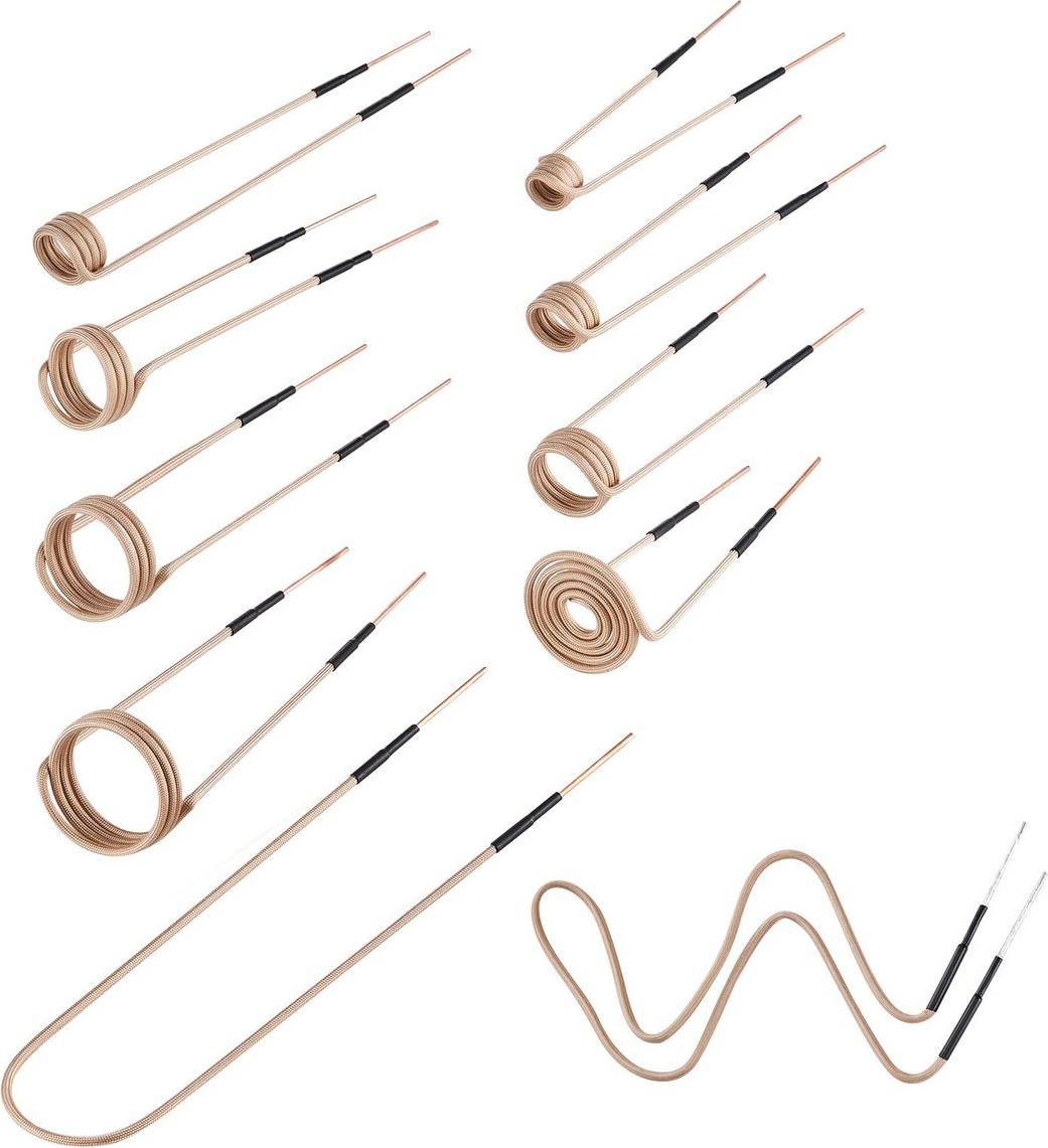 VEVOR 10 Stück magnetische Induktionsheizspulen, Induktionsheizzubehör, Mini-Heizspulen-Set mit Flexibilität und langer Lebensdauer, zum Entfernen von rostigen Schrauben und Muttern, 8 Spulen + 1 U-förmige + 1 frei formbare