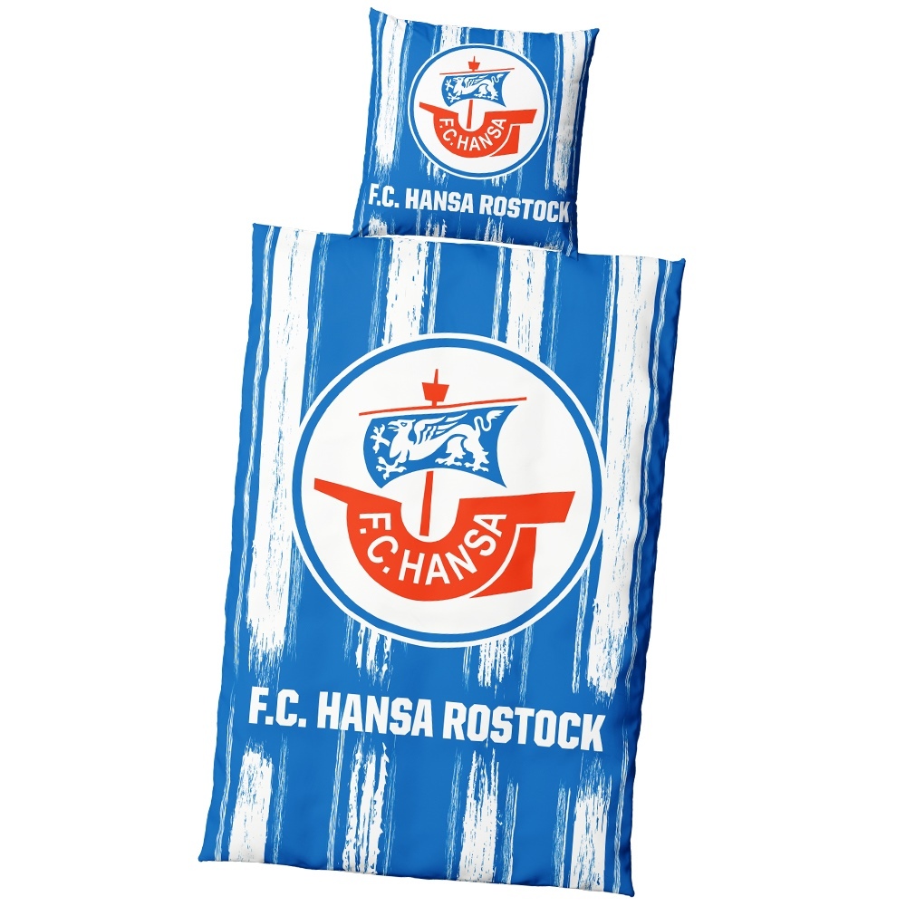 F.C. Hansa Rostock Bettwäsche Streifen 135x200 + 80x80cm