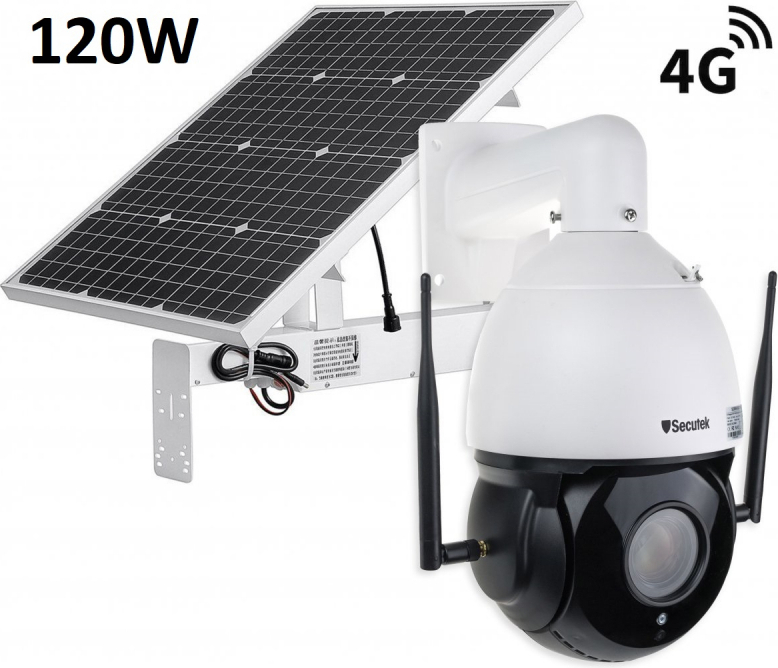 Drehbare LTE PTZ IP Kamera Secutek SBS-NC79G-30X mit Solarladung 120W / 60A