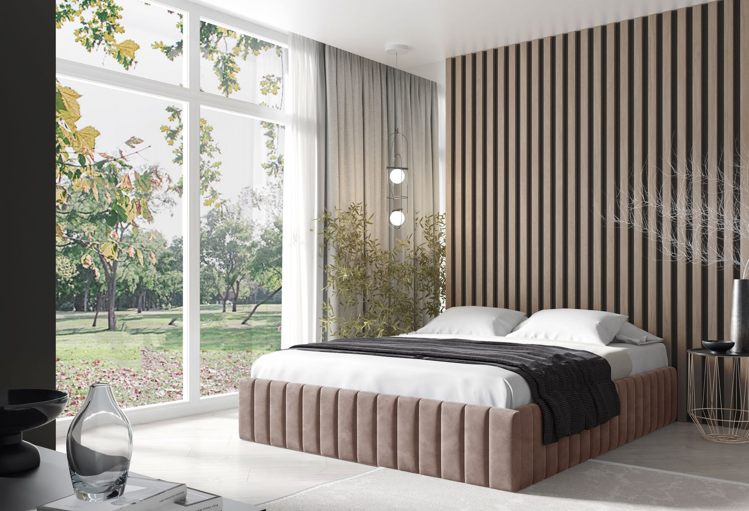 Čalúnená posteľ 180x200 NORIKO - staroružová