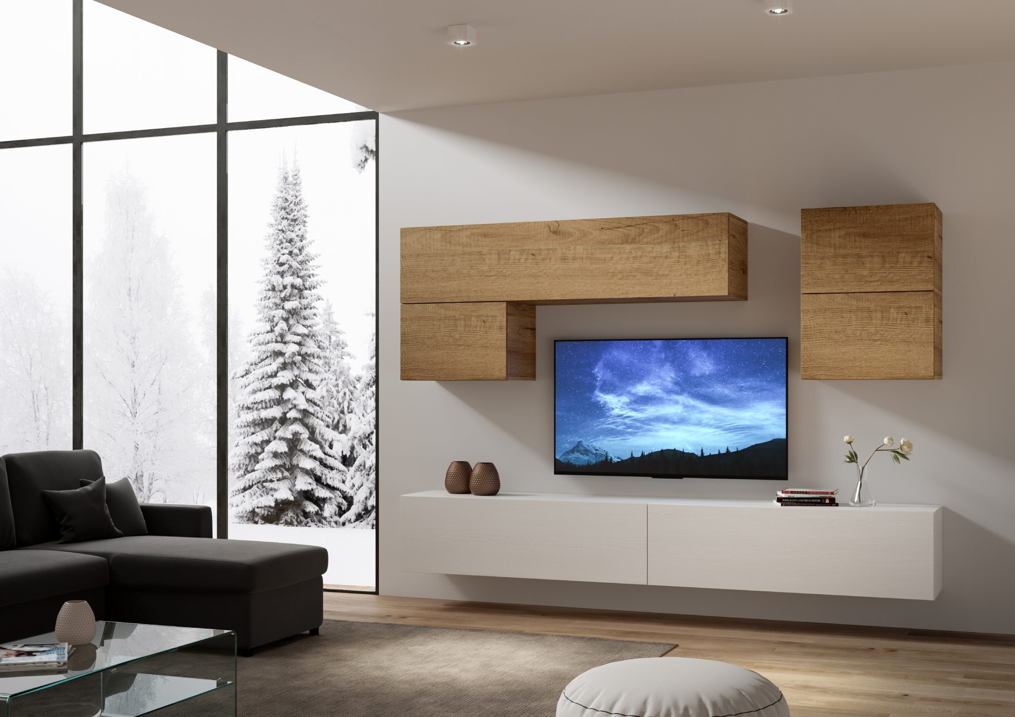 Itamoby Zusammensetzung der Wohnzimmerwand H12 L.268 T.39,2