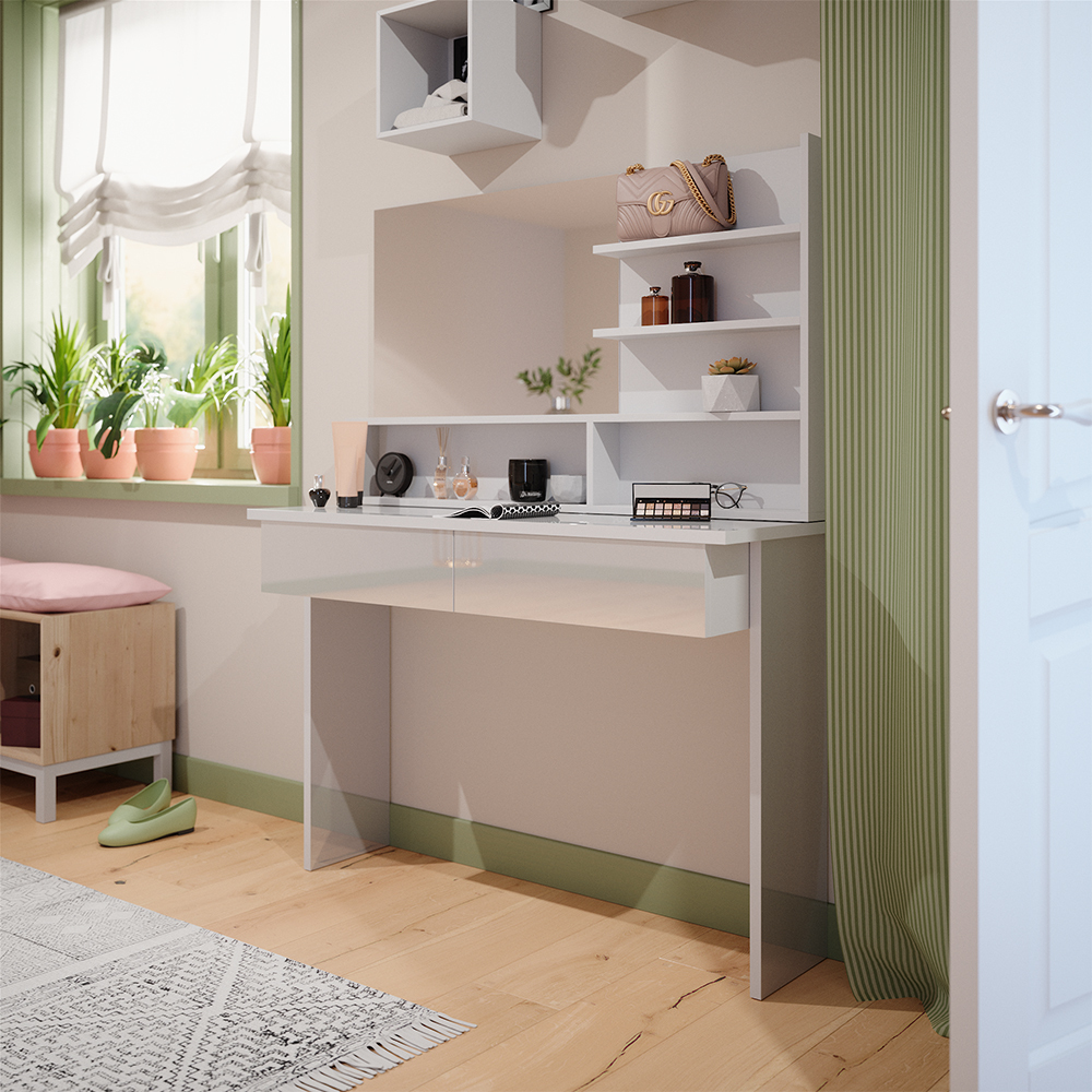 Schminktisch Vicco Azur Weiß 120 cm mit Spiegelregal, Model 42874