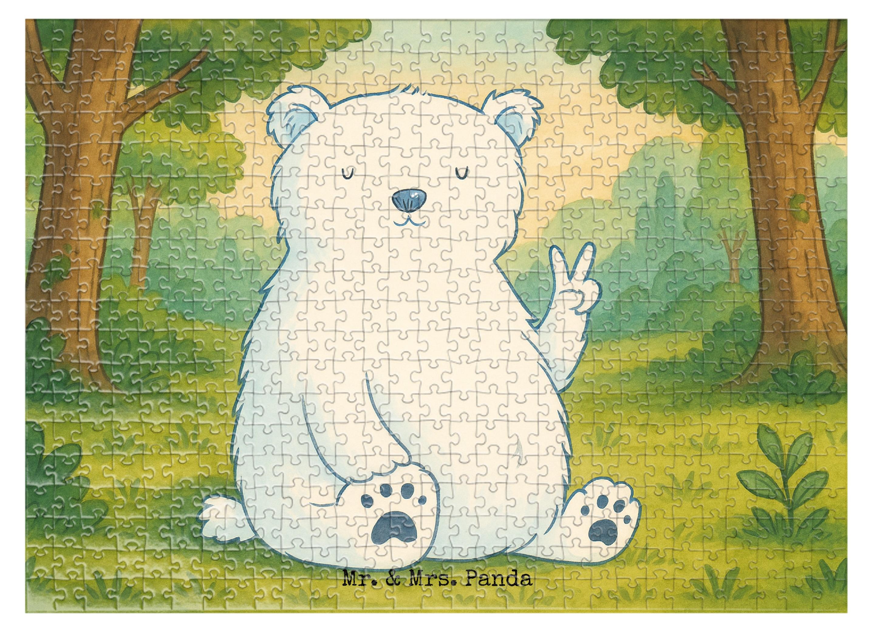 Mr. & Mrs. Panda Puzzle Eisbär Faul Design 551 Teile - Weiß - Geschenk, 300, Büro, Entspannen, 500, 2000, Geduldspiel, 1500, Bürojob, Teddy, Arbeit, Bär PD-1922196-STANDARD