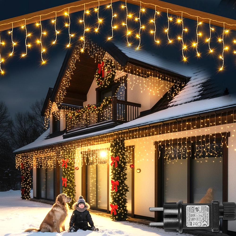 Eisregen Lichterkette Warmweiß, 5M Fenster Lichterkette