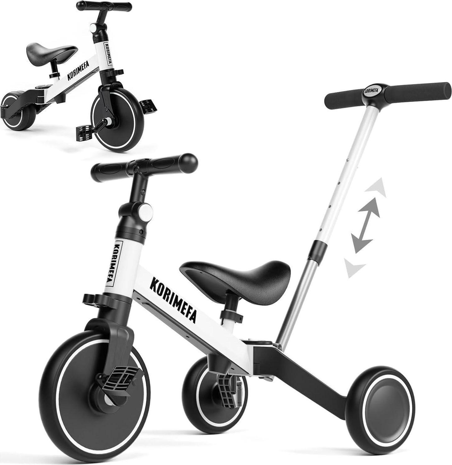 Sonstige KORIMEFA 4 in 1 Kinder Laufrad Dreirad ab 1 Jahr höhenverstellbarer Schubstange PolyurethanSitz