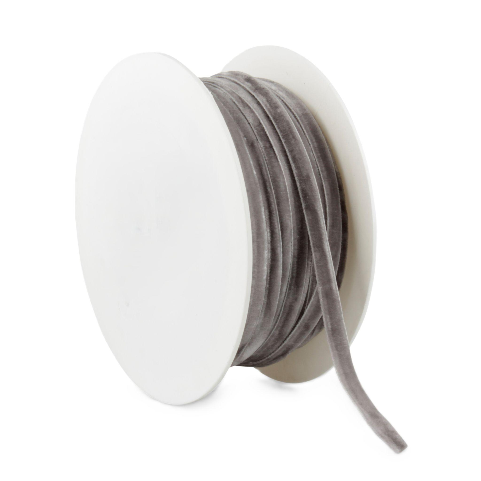 Deko AS Samtband "Velvet" grau 5mm 50m 3634-5-50-230