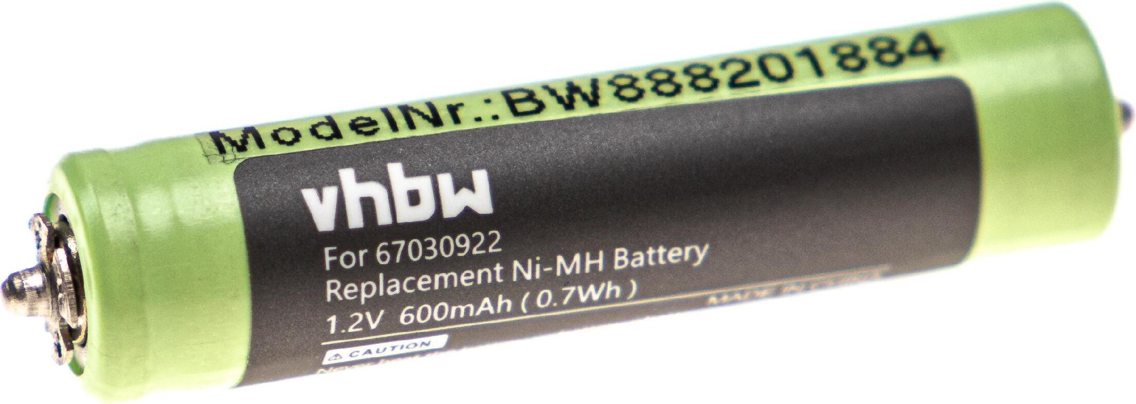 vhbw Akku kompatibel mit Braun Series 1 1775, Series 1 180, Series 1 190, Series 1 190-1, Series 1 190s-1 Rasierer (600 mAh, 1,2 V, NiMH)