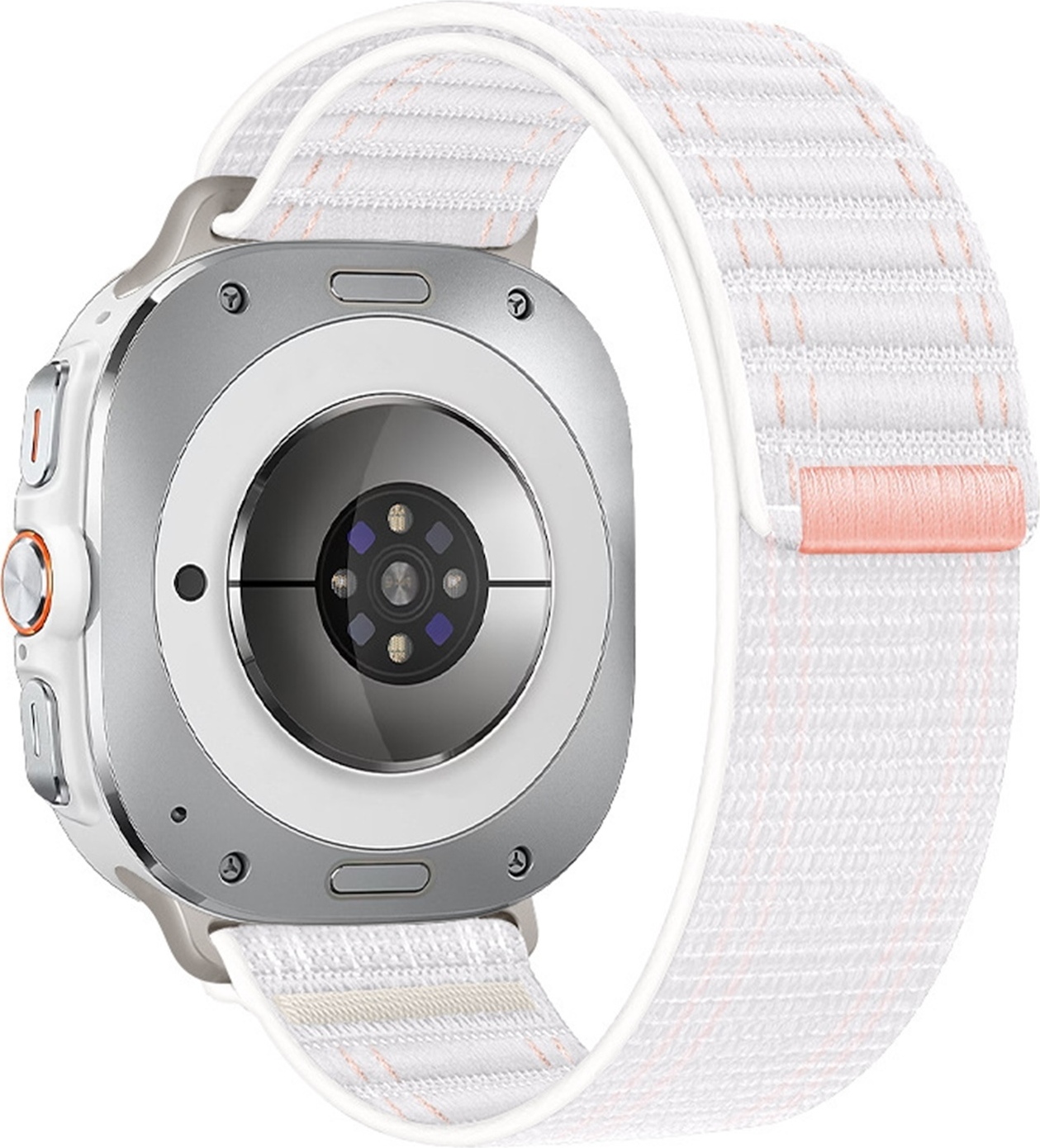 Pre Samsung Galaxy Watch Ultra 47 mm Nylonový remienok na suchý zips White