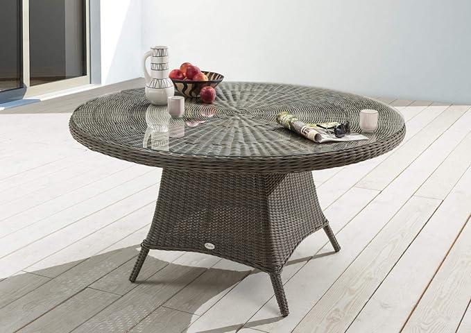 Unbranded Gartentisch Luna ?120x75cm, mit aufgelegter Glasplatte Vintage grau