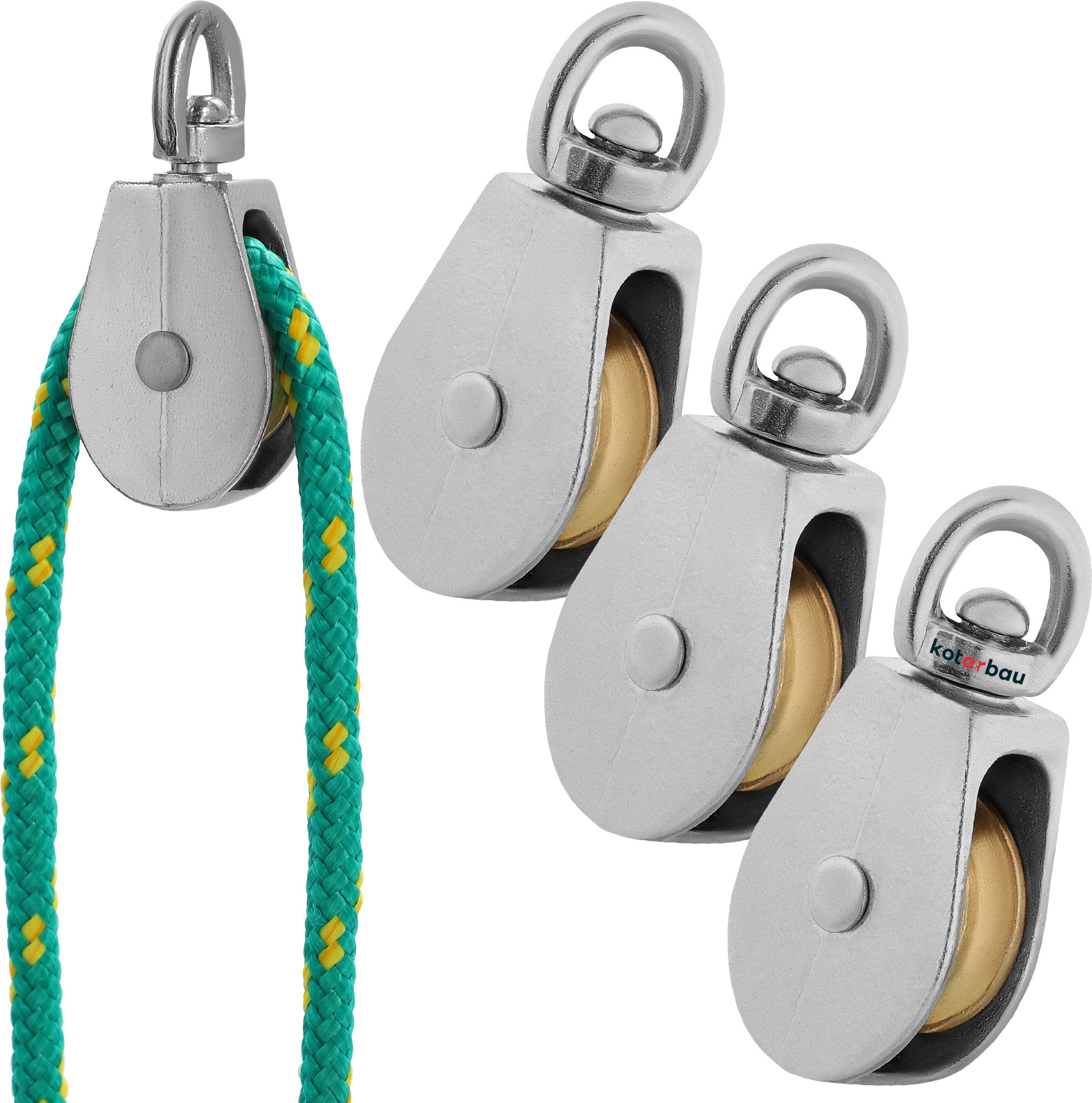 KOTARBAU® 3er Set Seilrolle Umlenkrolle einzeln Vernickelt 1" Stahl C15 Seilrollen für Bauwesen Segeln Rettung Bergsteigen | Umlenkrollen für Seile ⌀ 6 mm | Seilrolle | Umlenkrolle für Seilwinde