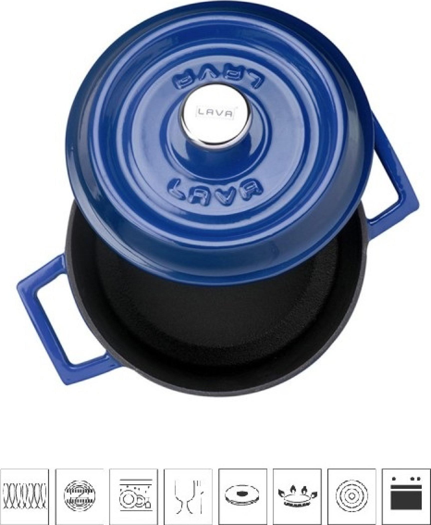 LAVA METAL Gusseiserner Topf rund 18cm - blau