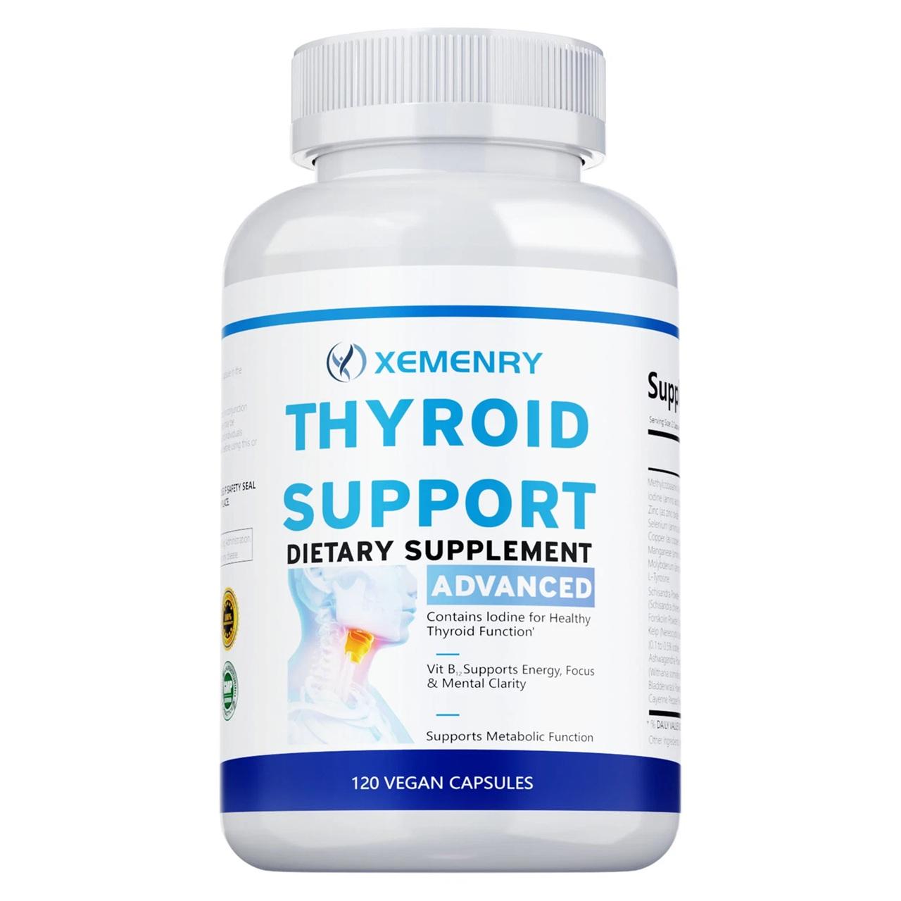Xemenry Thyroid Support (120 Kapseln) Nahrungsergänzungsmittel, Thyroid, Funktion, Energie, Fokus, Immunsystem, Stoffwechsel, Gehirn, Stimmung