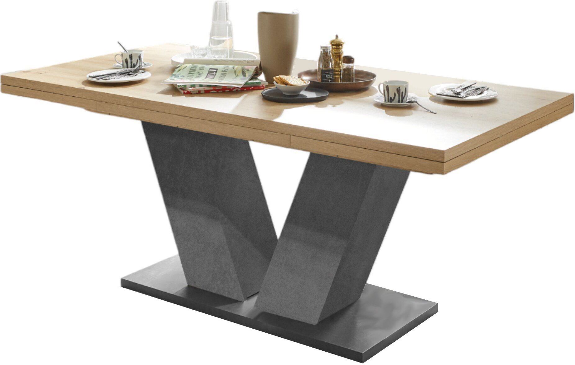 Esstisch ausziehbar Elena 160x90x76 Graphit/Asteiche 13991-160