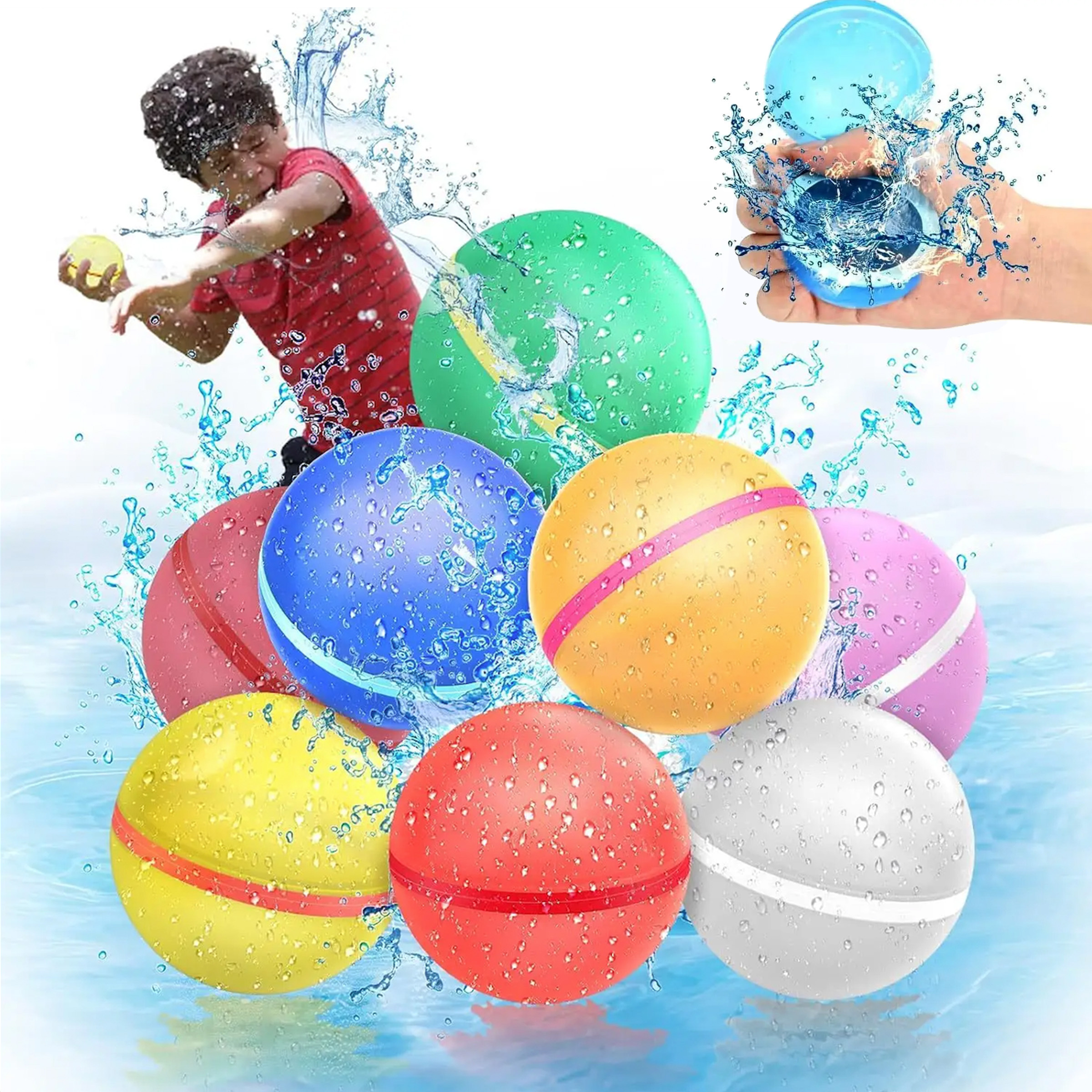 12 Stück Wiederverwendbare Wasserbomben - Selbstschließende Wasserspielzeuge Für Kinder