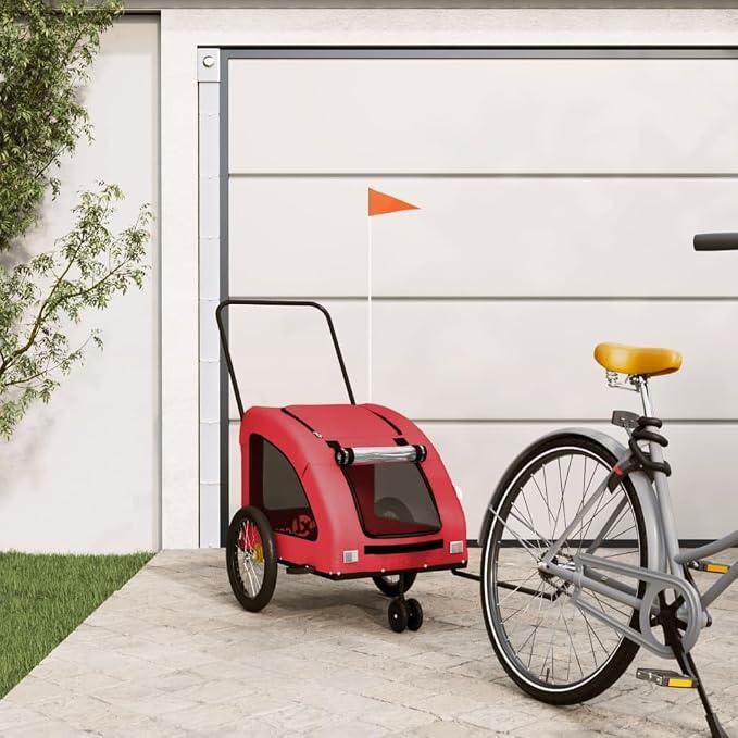 Unbranded Fahrradanhänger Hunde Rot Oxford-Gewebe und Eisen, Fahrrad Anhänger, Lastenanhänger, Handwagen, Fahrrad-lastenanhänger, Lastenfahrrad - 93985