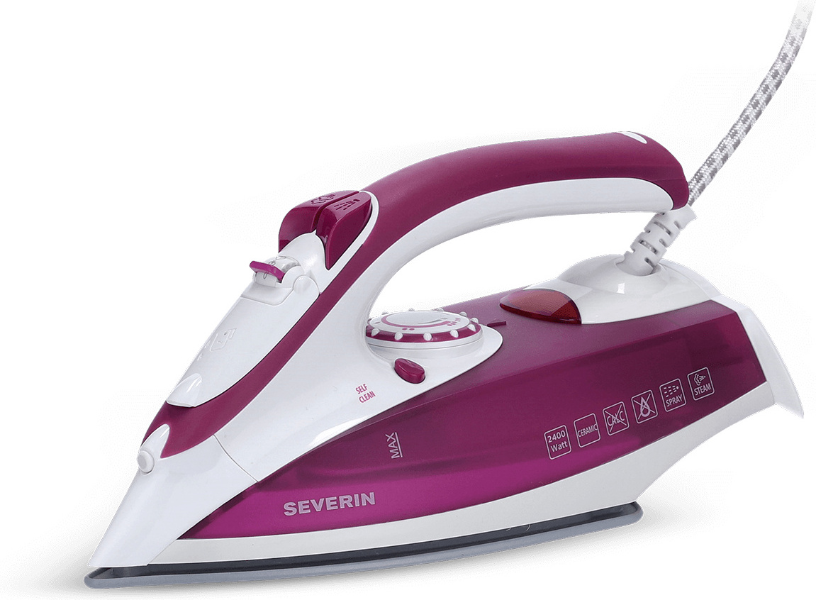 Dampfbügeleisen Dampfbügelautomat SEVERIN BA 3243 Sohle keramikbeschichtet BA 3243 aus Eisen, violettweiß Bügeleisen Dampfbügeleisen Hand Bügeleisen 3243000