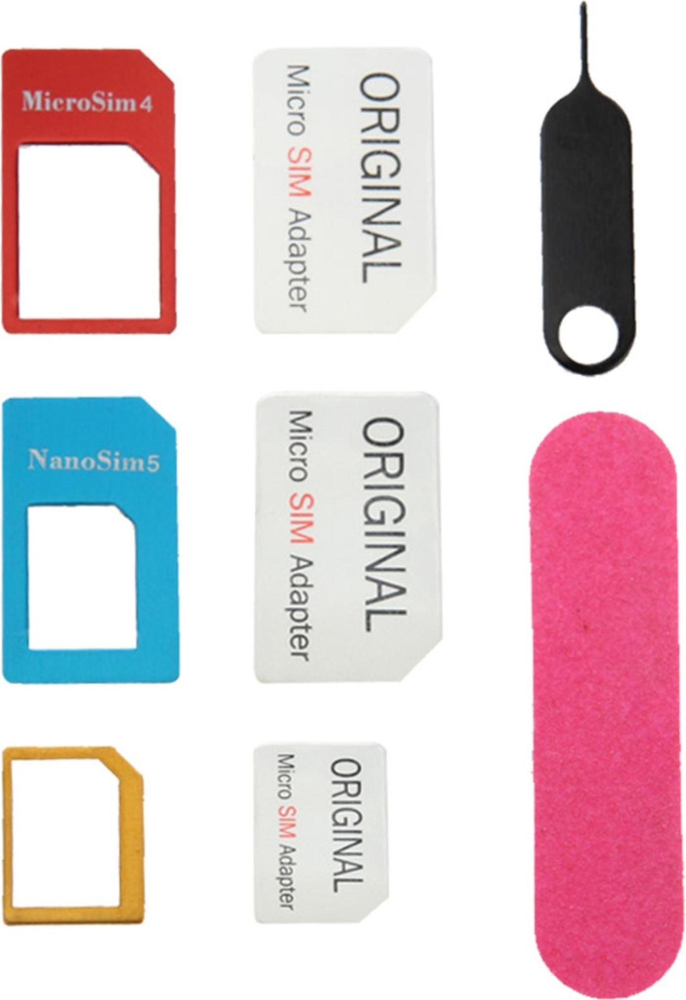 subtel SIM-Kartenadapter 5 in 1 Organizer Set Micro SIM Nano SIM Standard SIM Karten Adapter Kit Simkartenslot Simkartenadapter Metall 928576