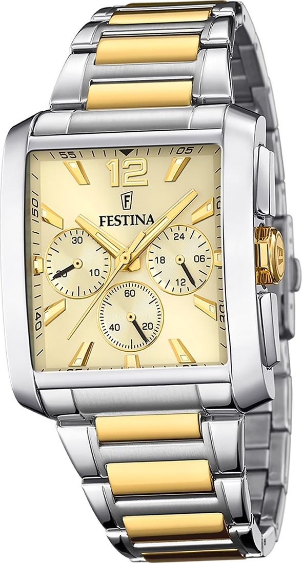 Pánske hodinky Festina z nehrdzavejúcej ocele strieborno-zlaté náramkové hodinky s chronografom D2UF20637/2