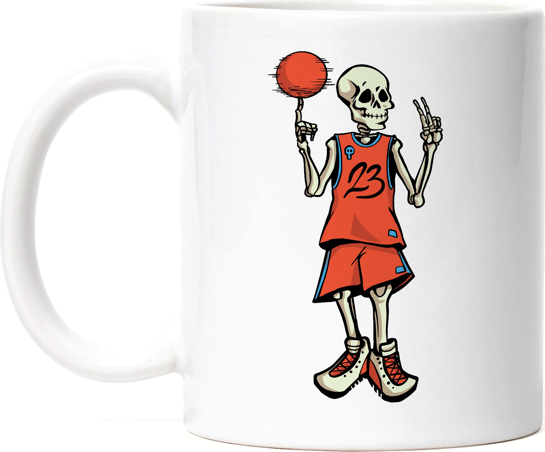 Hey!Print Basketball Tasse Weiß Sport Mannschaft Spieler Basket Korb Teamsport Gewinner Ballsport Jersey Team Mannschaftssport HP-1787-T