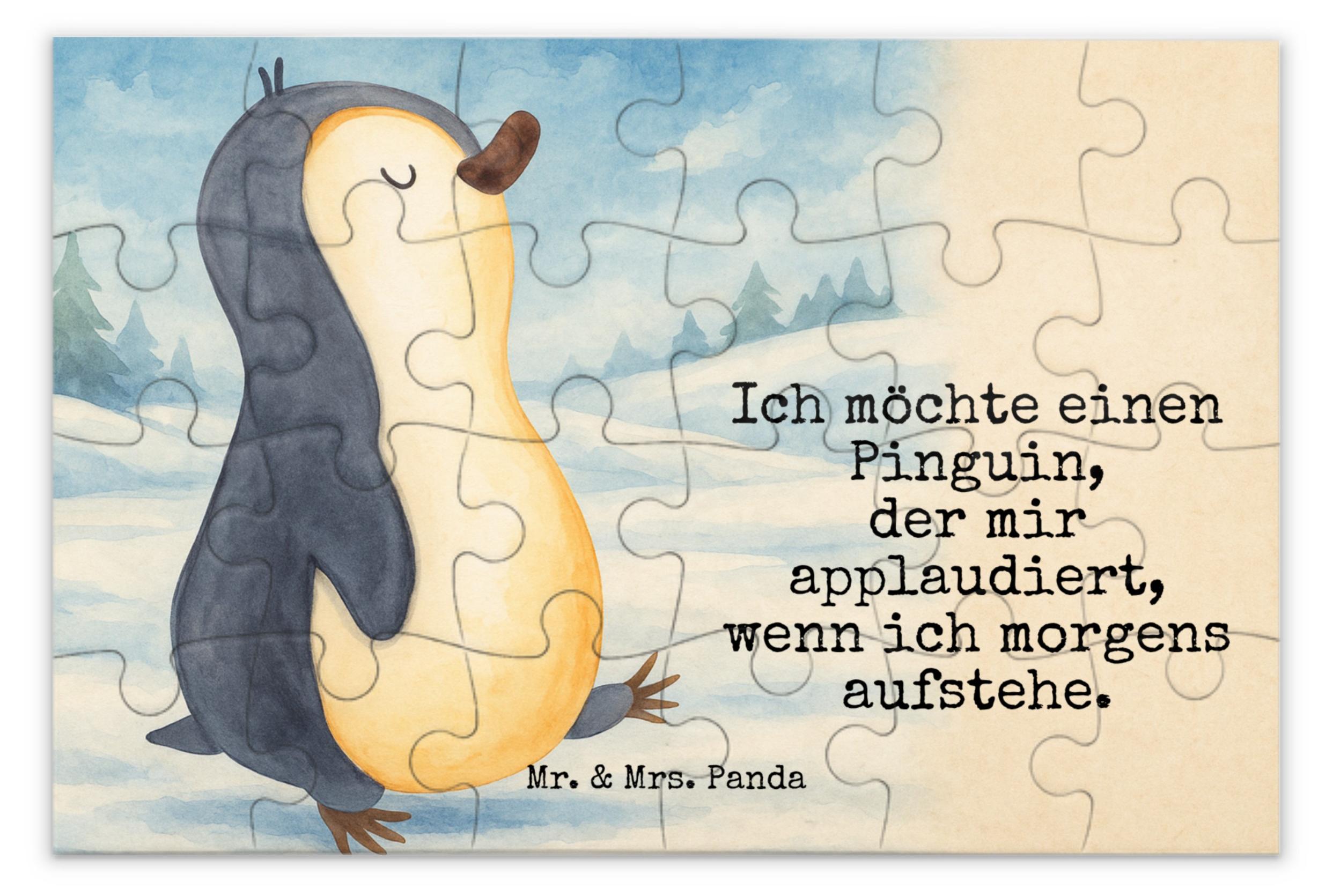 Mr. & Mrs. Panda Puzzle Pinguin marschieren Design 24 Teile - Weiß - Geschenk, 300, Familie, Bruder, 1500, Puzzlespiel, Pinguine, Aufstehen, Frühaufsteher, 500, 1000 PD-1925673-STANDARD