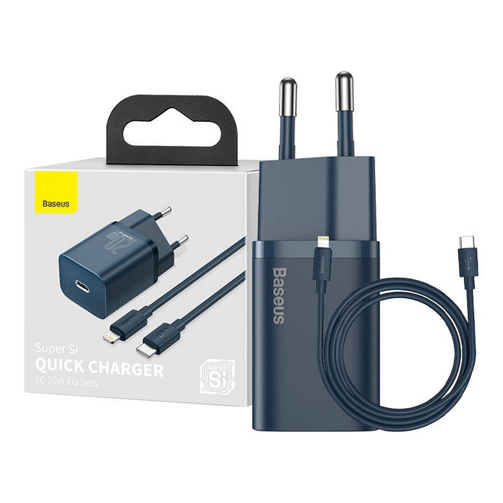 Baseus Super Si 1C USB typu C 20W Power Delivery rýchlonabíjačka + kábel USB typu C - Lightning 1m modrý (TZCCSUP-B03)