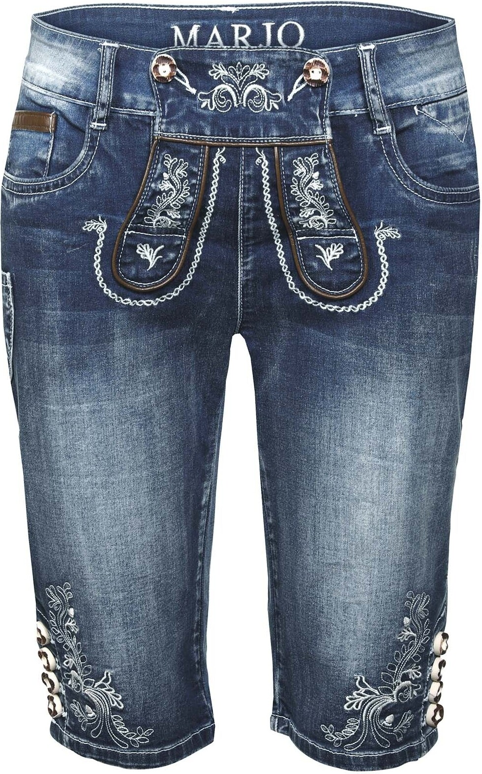 Marjo Dirndl & Trachten Trachtenjeans Franziska Capri 2 mit Knöpfen blau 36 K69-FRANZISKACapri2-blau-36
