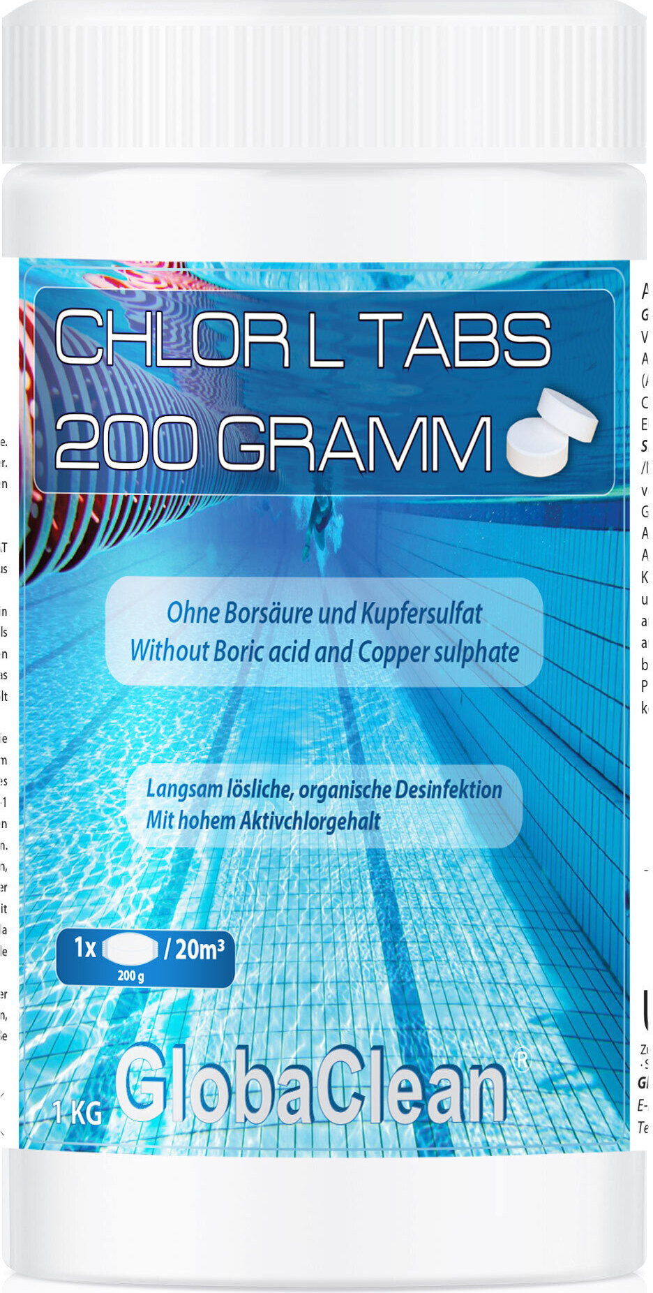 GlobaClean 1 kg Pool Chlor L Tabs 200g 50633_1x1