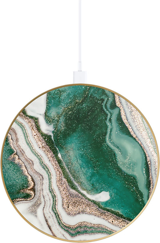 IDEAL OF SWEDEN, Bezdrôtová nabíjačka Qi pre smartfóny/AirPods 10W model Golden Jade Marble, zelená